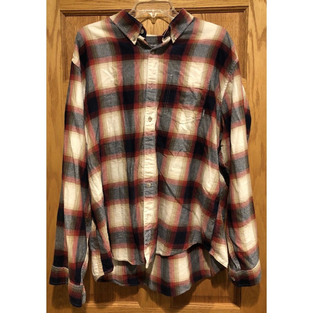 Eddie Bauer Mens Size 2XL Plaid Button Up Long Sleeve Shirt Classic Fit